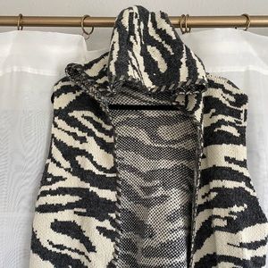 Zebra striped hooded long sweater vest